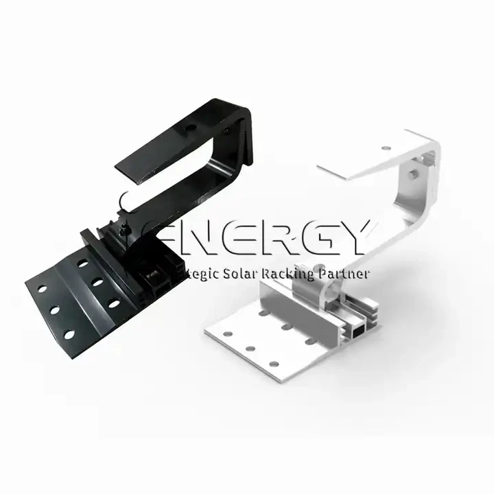 Aluminium adjustable solar roof hook SolidHook slotted hole in the bracket for pitched roof vertical SolidRail mounting