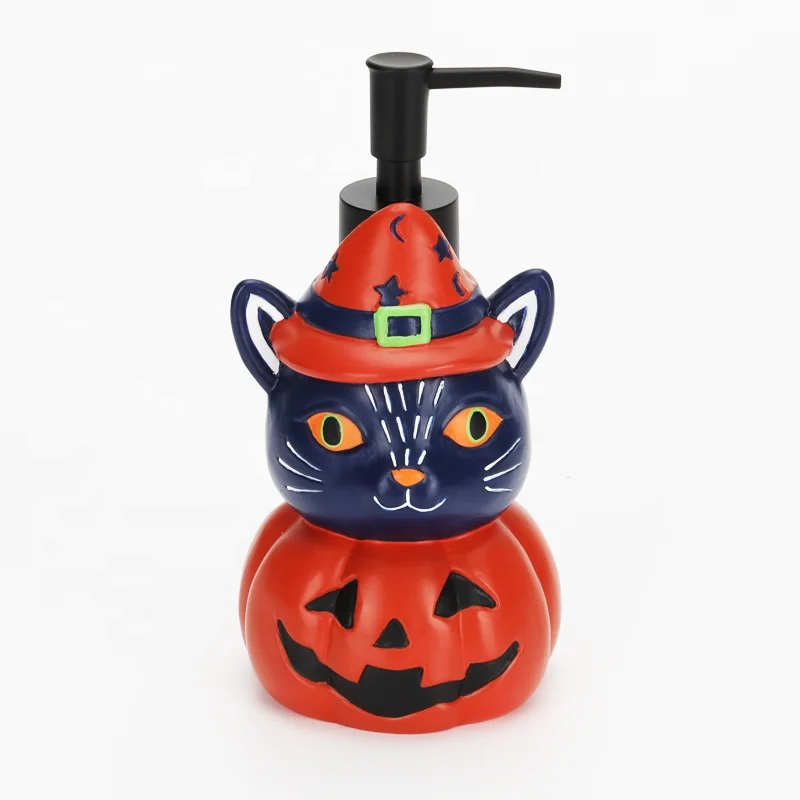 Custom Resin Halloween Holiday Bathroom Countertops Lotion Dispenser Hand Soap Dispenser Black Kitty Resin Hand Lotion Dispenser