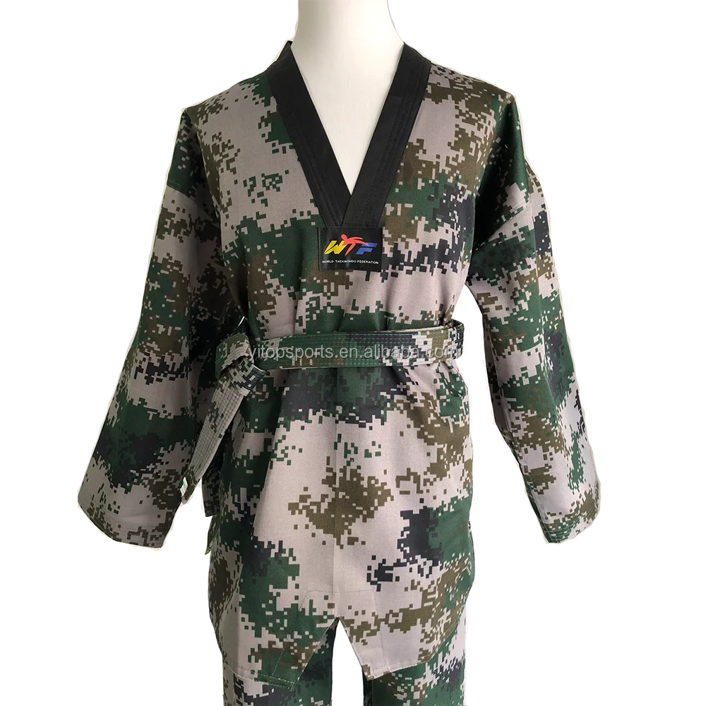 cotton martial arts supplies short sleeve wtf taekwondo suits Camouflage clothing taekwondo uniform