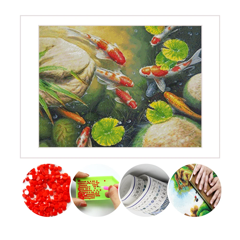Алмазная 5d Вышивка крестиком Koi Fish для домашнего декора