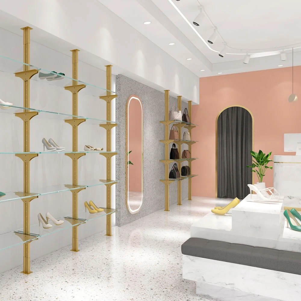 clothing shops display stand shoe stand retail display stand closet shelving wall mounted handbag display shelve