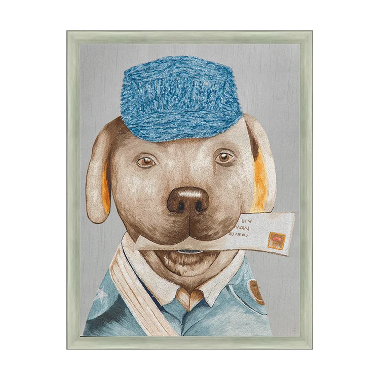 Guanpai embroidery children cartoon animal portrait series decorative hanging paintings