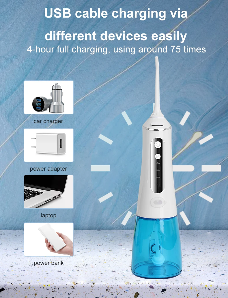 Недорогой ирригатор Nicwell для полости рта 4 Стоматологические средства дорожный 320 мл портативный резервуар 9 режимов