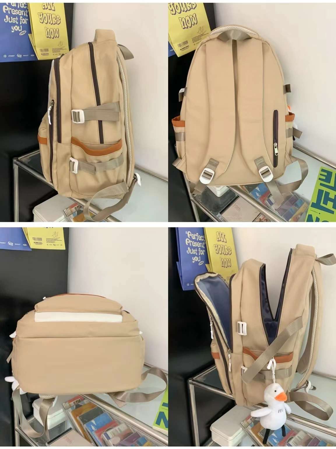 High Casual Large Capacity Waterproof School Bag Quality Simple Style Solid Color Backpack School Travel Nylon Backpack