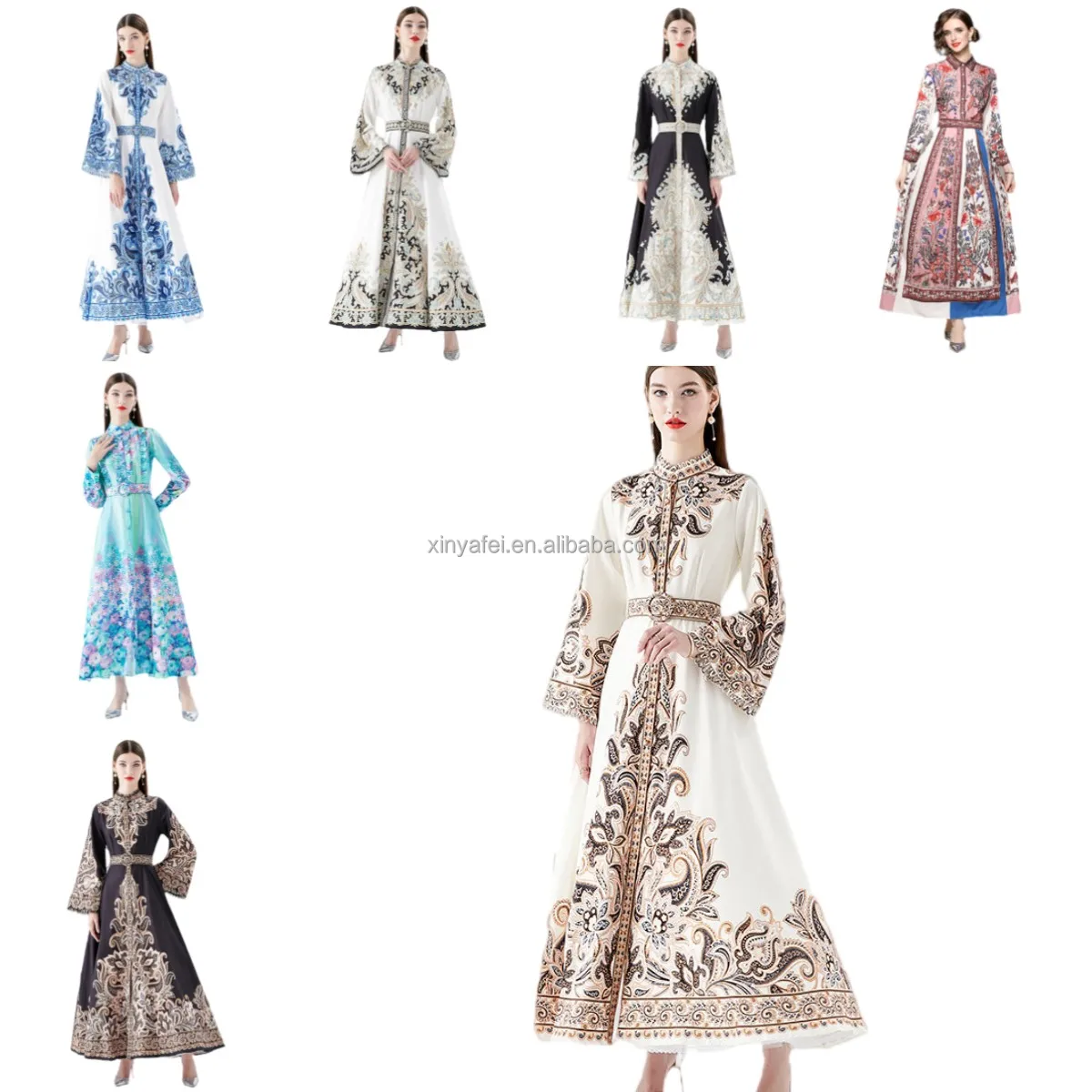 Foreign trade 2024 European and American fashion trend print loose dress Bohemian fashion temperament trend wholesale