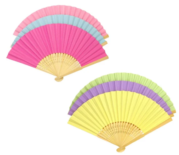 Folding Paper Fan Elegant Chinese Vintage Folding Bamboo Ribs Fan DIY Blank Paper Fan Wedding Shower Party Decor Classical Dance