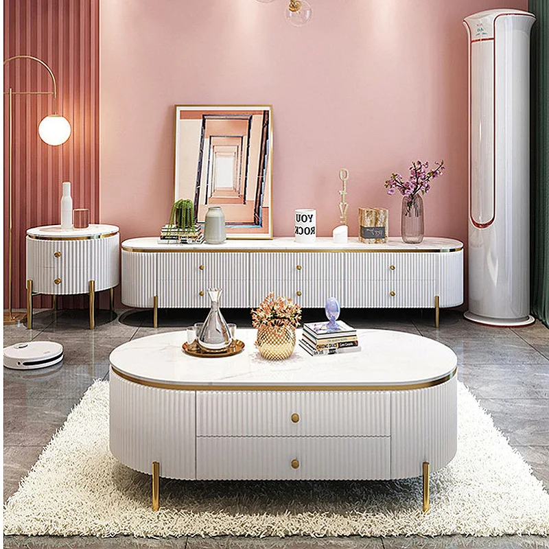 Living Room TV Stand Cabinet Design And Coffee Table Metal Legs TV Stand And Coffee Table Set