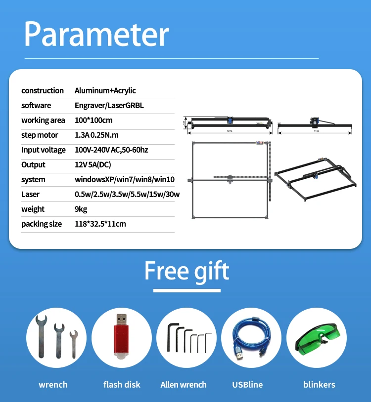 5.5W 1Mx1M DIY TTL/PWM Control Laser Engraver Machine for Word Printing Photo Paper