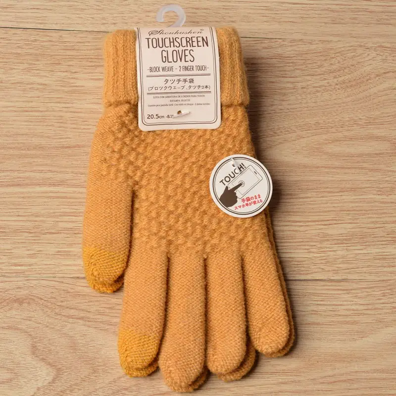
Custom Winter Touch Screen Gloves Women Men Warm Stretch Knitted Jacquard Acrylic Mittens 