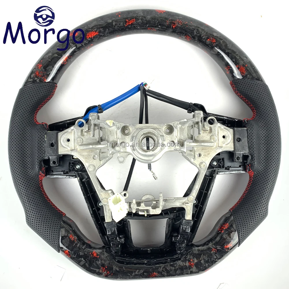 Red Powder Forged Carbon Fiber Steering Wheel Fit For Toyota Hilux Revo Fortuner Land Cruise LC300 GR Steering Wheel Customized