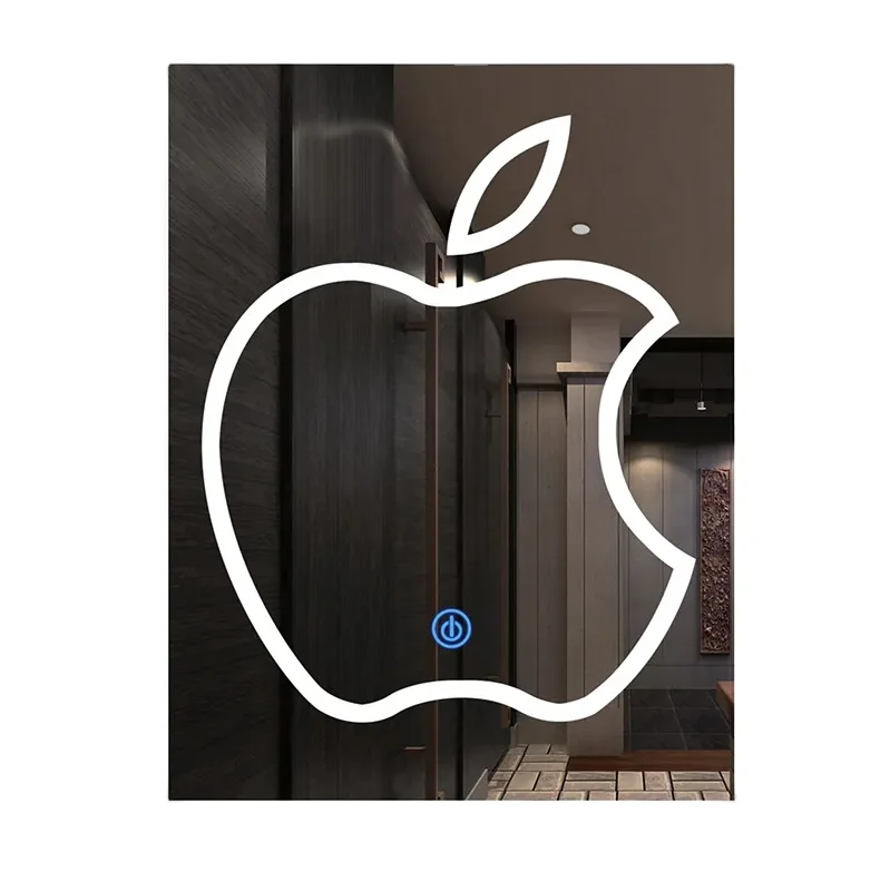 For sale apple shape LED Mirror antifogging 6000K backlit Vanity bathroom mirror Manufacturer price
