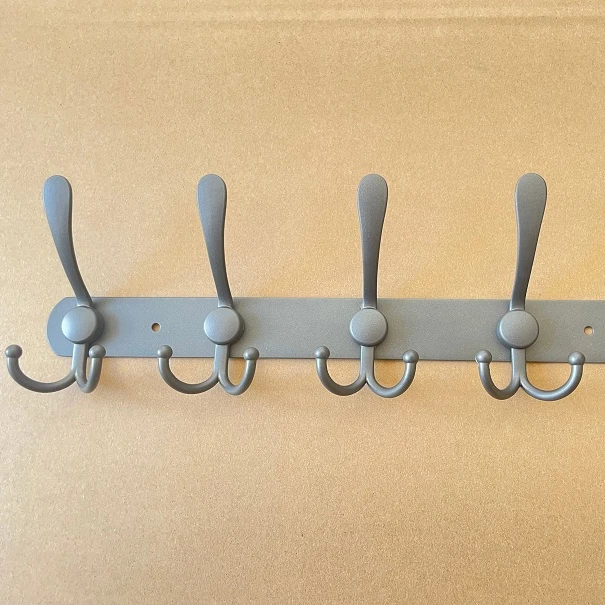 Wall Mounted anthracite Coat Hooks for Wall, 5 Tri Hook Racks Rail for Hats, Towels, Handbags, Robe