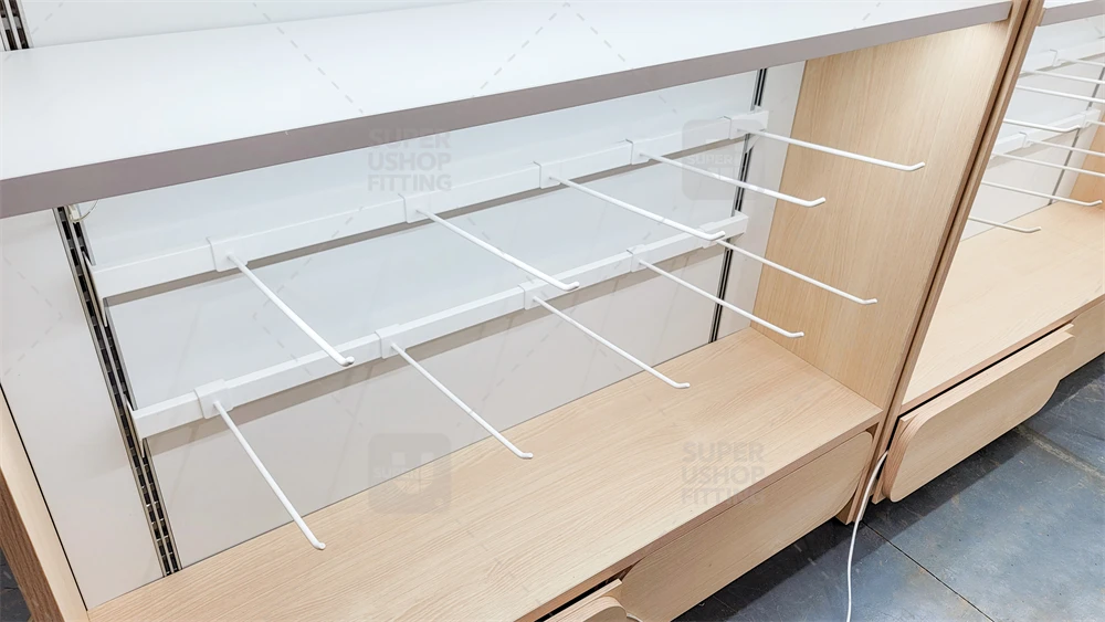 Custom Metal Wooden Gondola Shelving Double-sided Supermarket Shelves Supermarket Advertising Shelf Display with Led