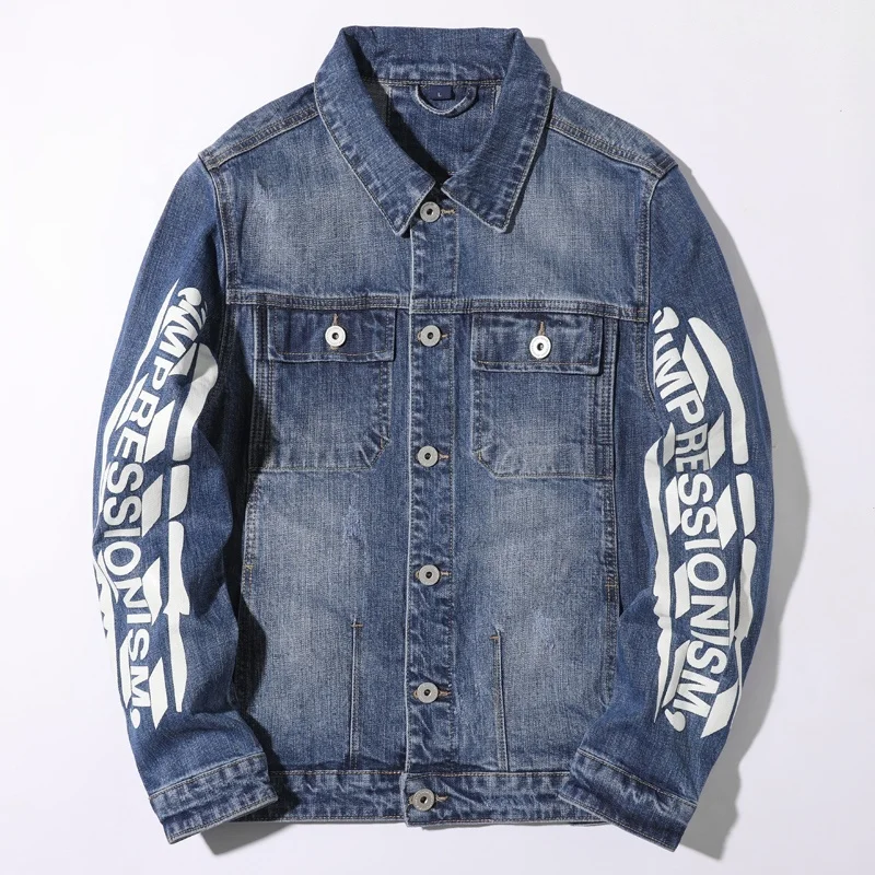 Изготовленный На Заказ мужская рубашка с длинным рукавом в европейском стиле стиль винтаж цветной печатью джин