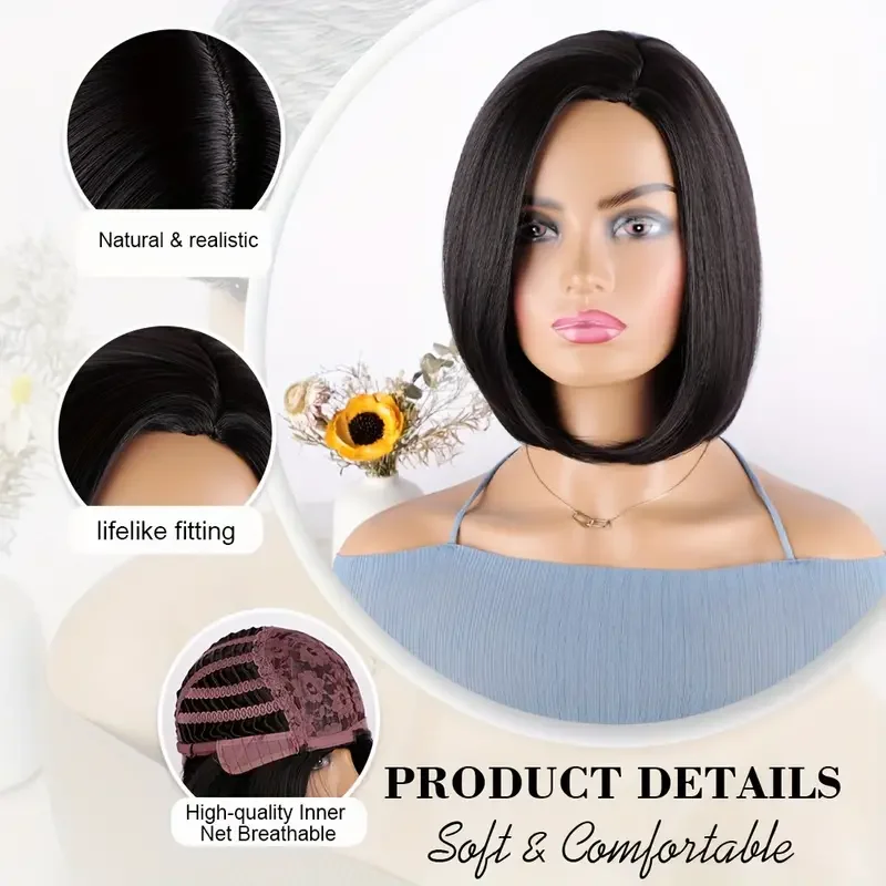 Aisi Hair wholesale premium fiber highlight color synthetic bob wig side part cheap short cut wigs for women natural looking