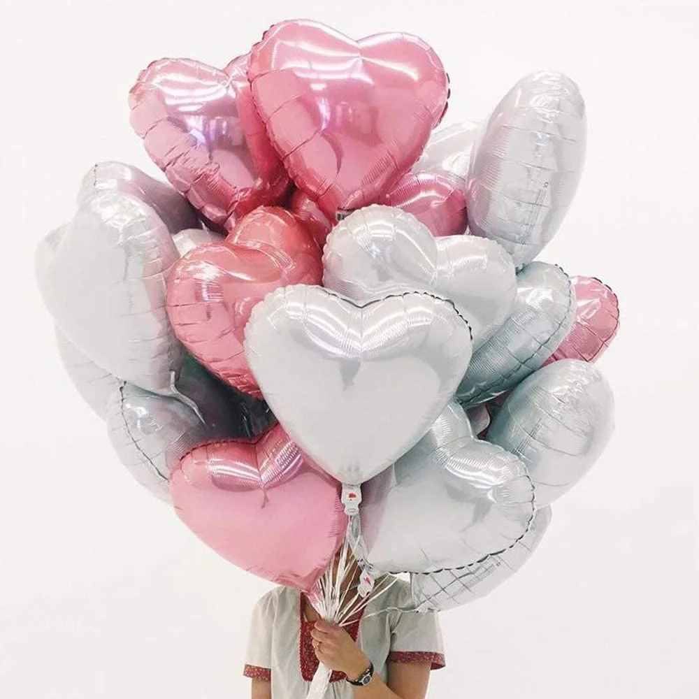 Helium Foil Balloons, 18 Inch Heart Shaped  Decorations Birthday Wedding Party Balloons//