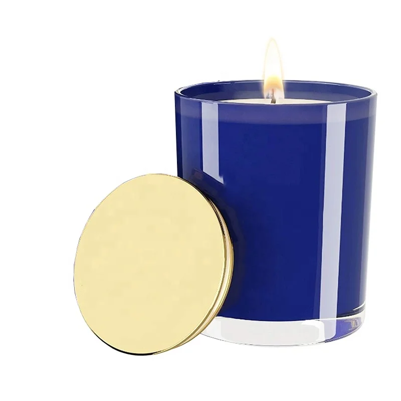7 унций, 11 унций, 15 унций, пустая банка для свечей с крышками, контейнер для синей свечи, контейнер с индивидуальным логотипом для украшения дома