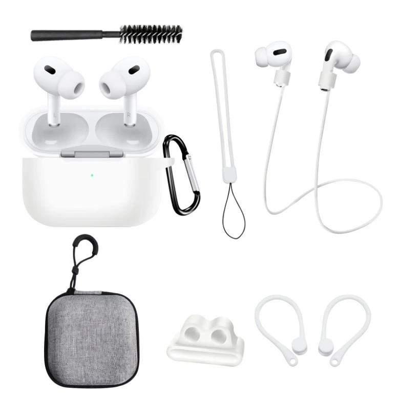 8 in 1 Bundle Pack For Airpods Pro 2 Accessories Combo Case Strap Buckle Earhook Carry Bag