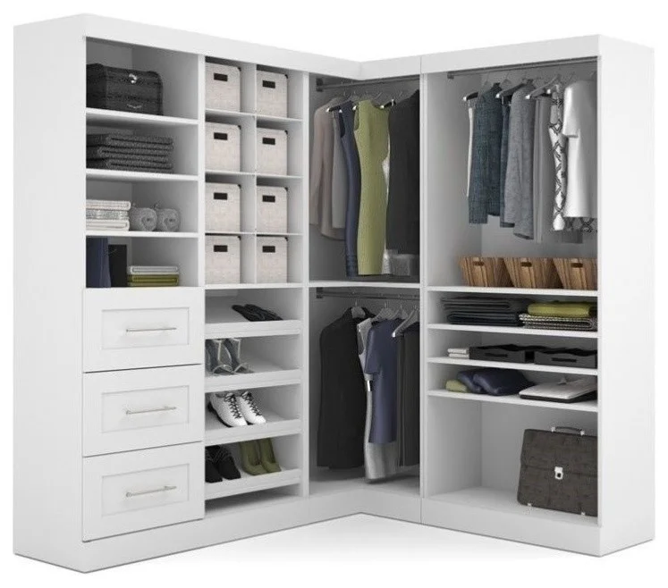 Customized Modular mdf luxury bedroom storage cabinet furniture wooden modern white  wardrobe closets