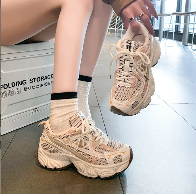 spring new arrivals breathable lace up sneakers sneakers for women walking style casual sports