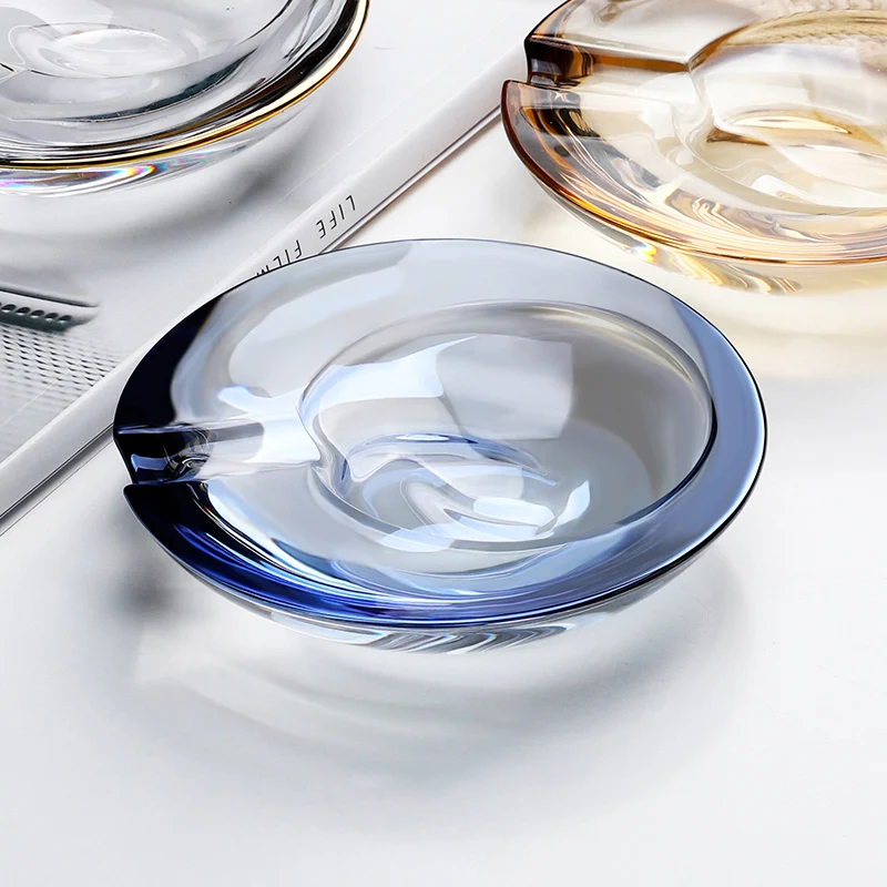 Hot Sale Custom Clear round Glass Crystal Ashtray Japandi Design Style for Hotel and Home Use New Design at an Price