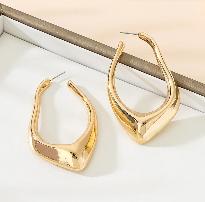 Big Exaggerated Water drop Dangle Earrings for Women Gold Color Metal geometry Irregular earrings Jewelry