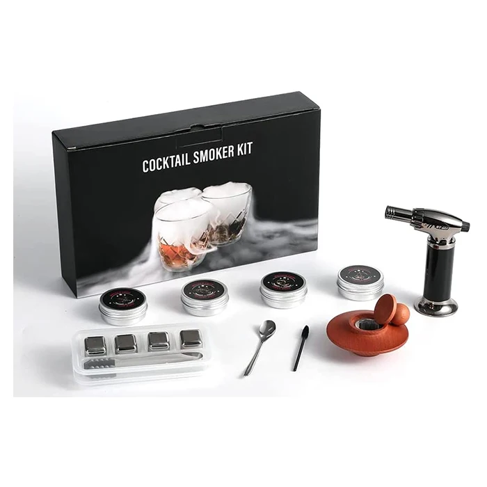 Bourbon подарки для мужчин старомодные виски дыма топ короткие коктейльные курильщик комплект с факел ложка