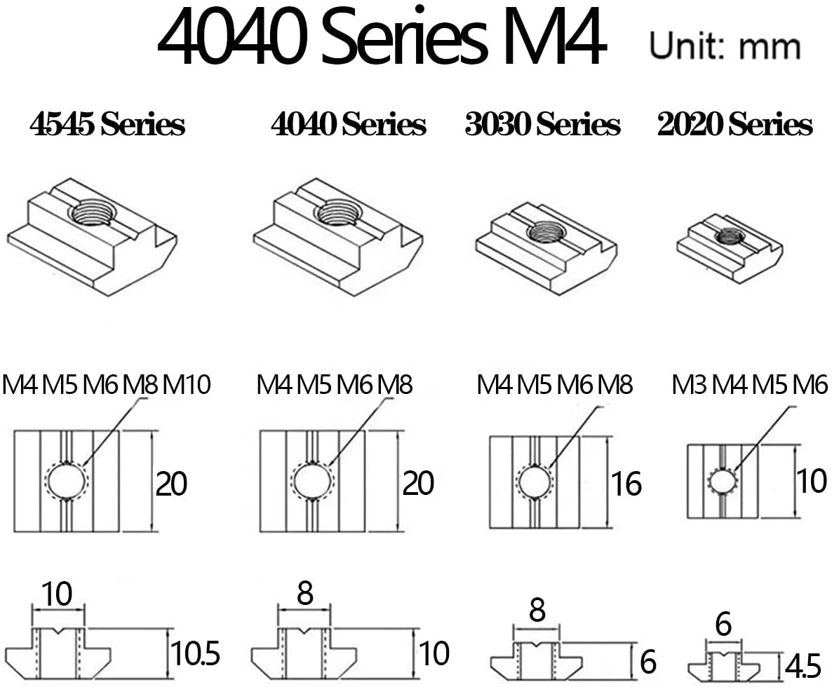 Ur Elk Sliding T Nuts Metric M6 Thread Slide in Hammer Head T-Nut