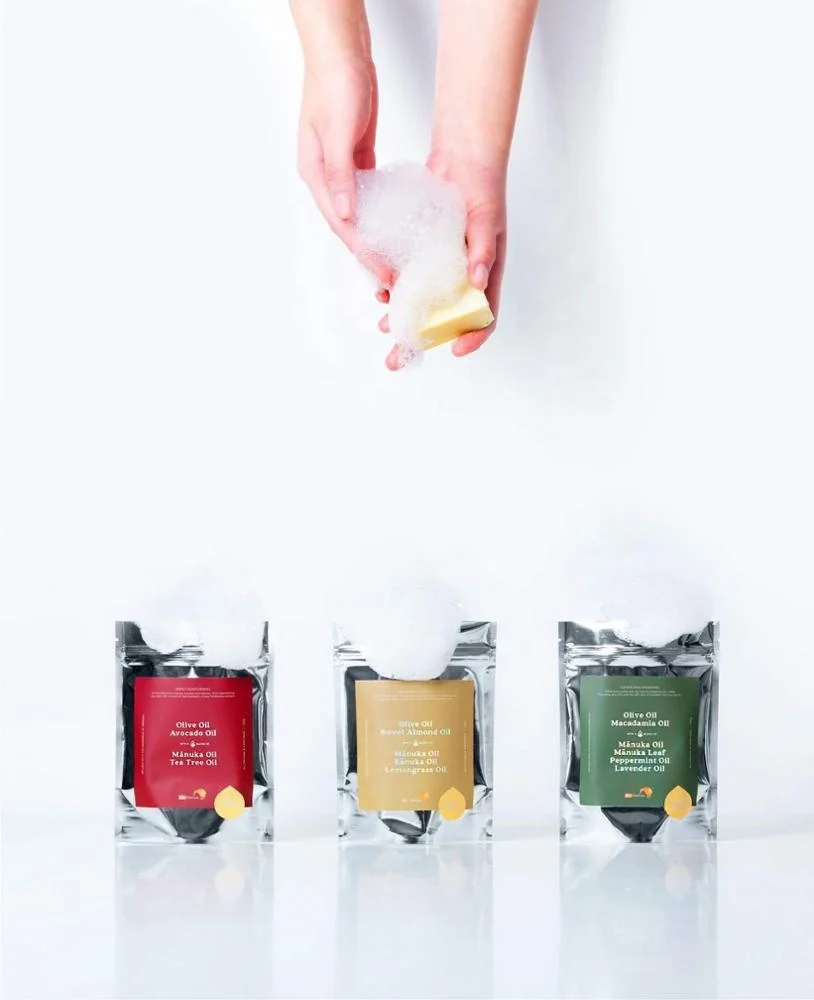 
aluminum hand and face cleanse soap packing doypack with ziplock 