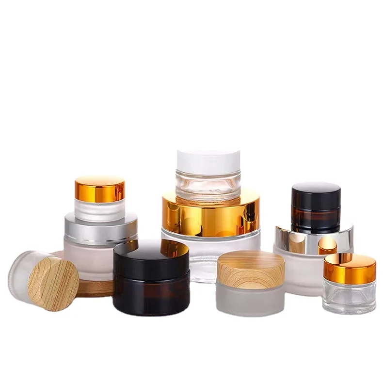 Wholesale 3 10 15 20 30 50 80 100 120 150  200 250 350 500 Large Small Skincare Cream Plastic Jar Glass Jars Lid Cosmetic Jar