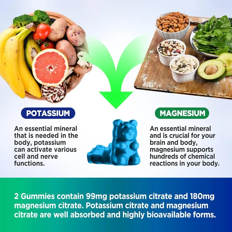Wholesale OEM Vegan Potassium Citrate Magnesium Gummies Supports Immune Health with COQ 10