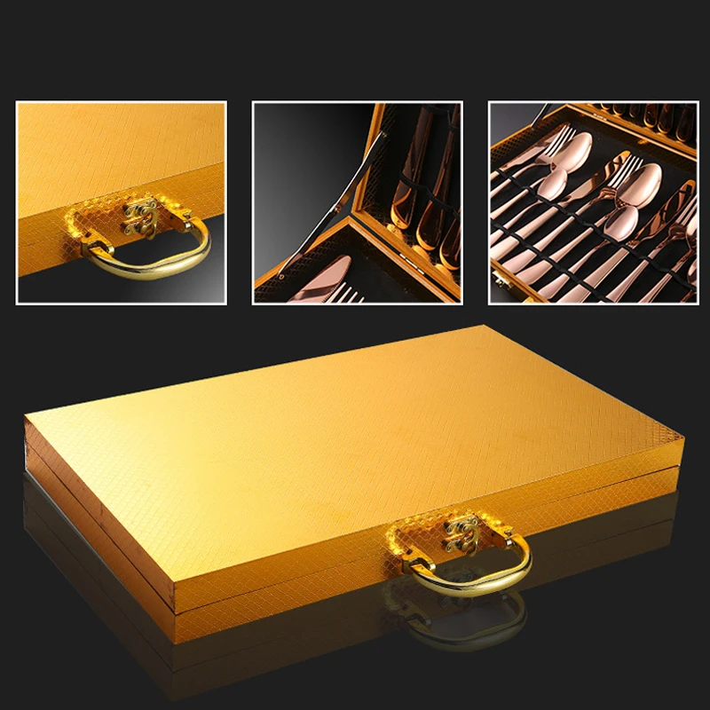 Luxury Hotel 36/48Pcs Vietnam Stainless Steel Flatware Sets Gold Cutlery Set for Wedding Knife Fork and Spoon Set for Restaurant