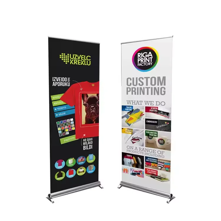 Luxury Portable Roll Banner Stands Aluminum Alloy Retractable Exhibition Advertising Display Pull-up Banners stand up banner