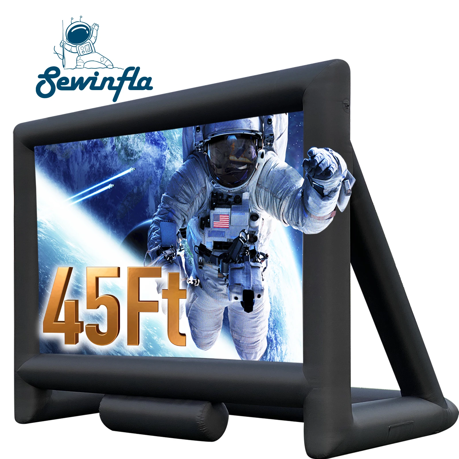 Sewinfla 45ft Air Inflatable Movie Screen With Blower And Projector