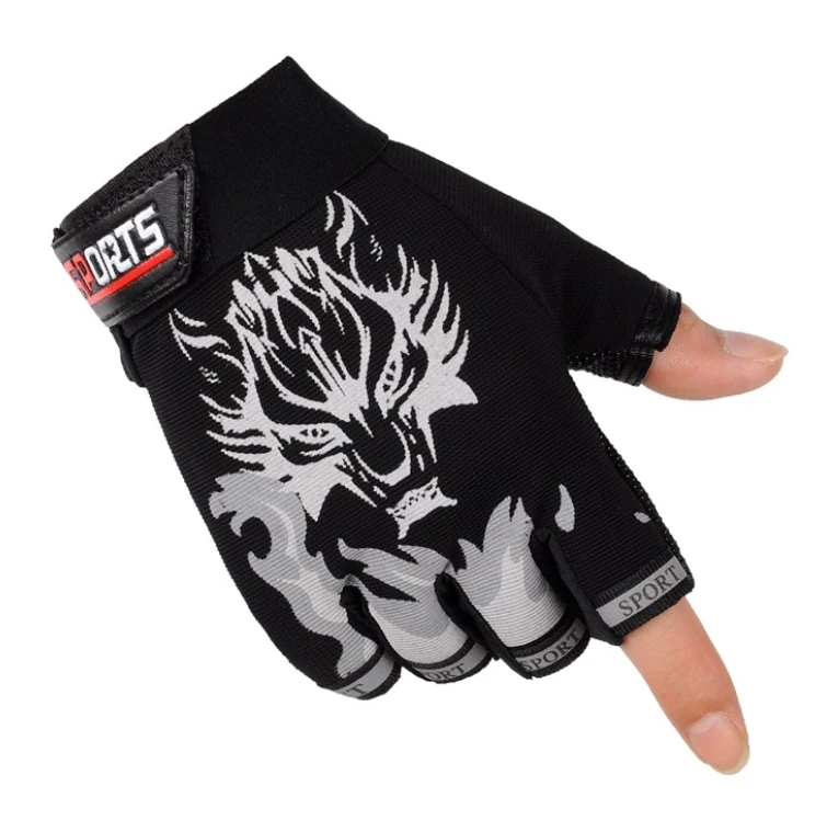 High Quality Unisex Non-slip Summer Half Finger Gloves Cycling Sun Protection Printed Labor Protection Half Gloves