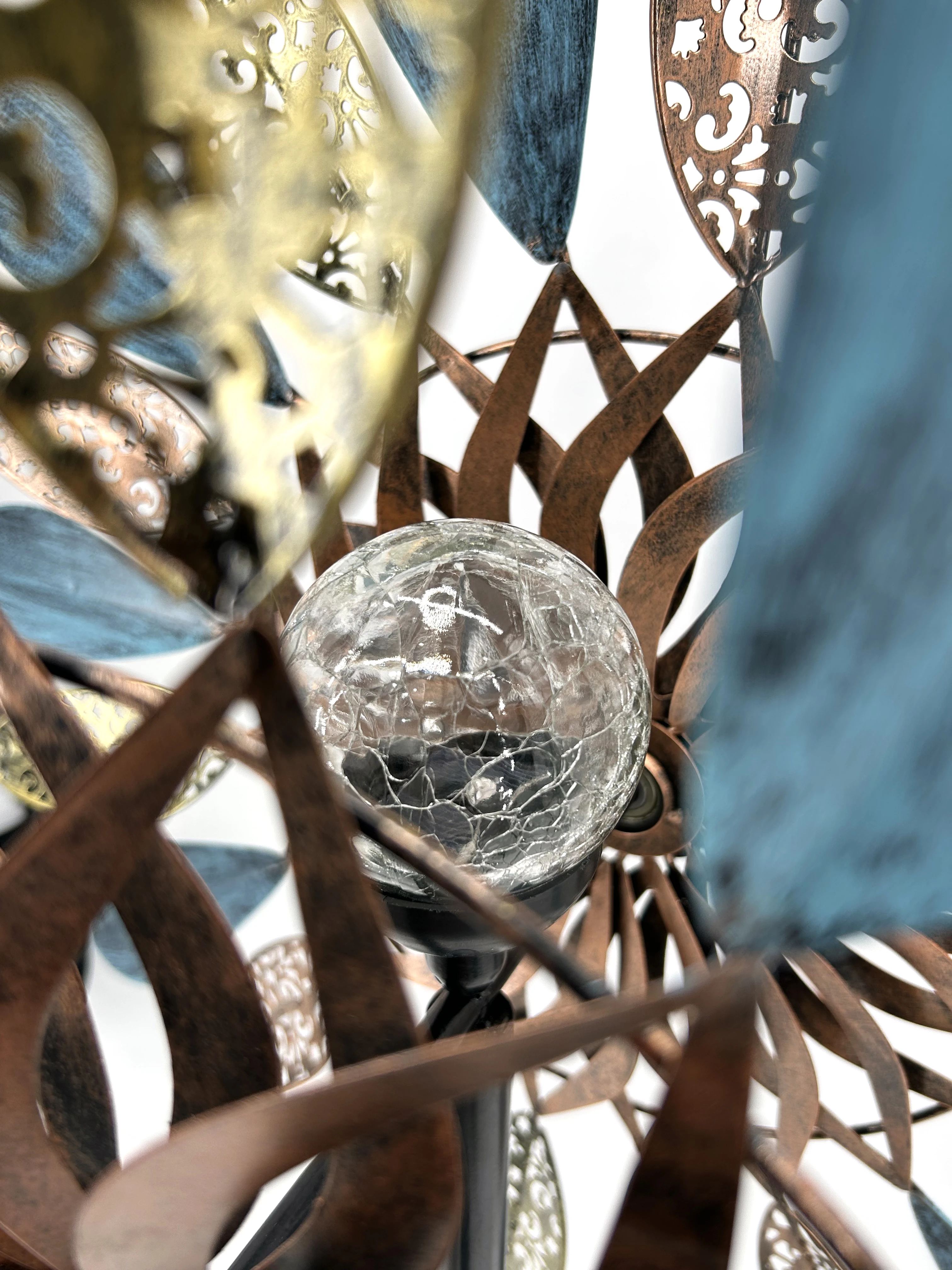 Waterproof Metal Colorful Flower Wind Spinner Stake Decor Garden Double Windmill Solar Stake Lights for Garden Decor