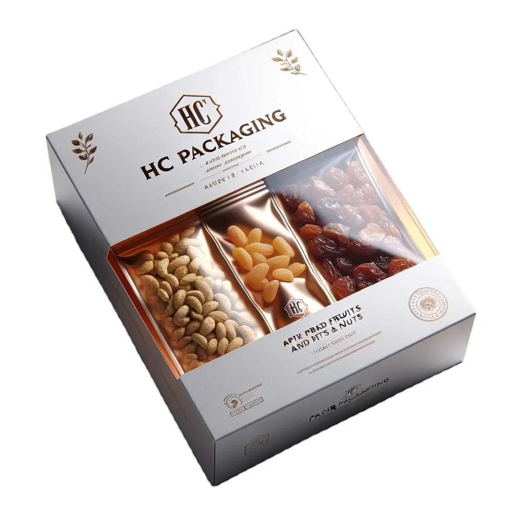 Customize various sizes and styles of dried fruit and nut packaging paper boxes with transparent windows
