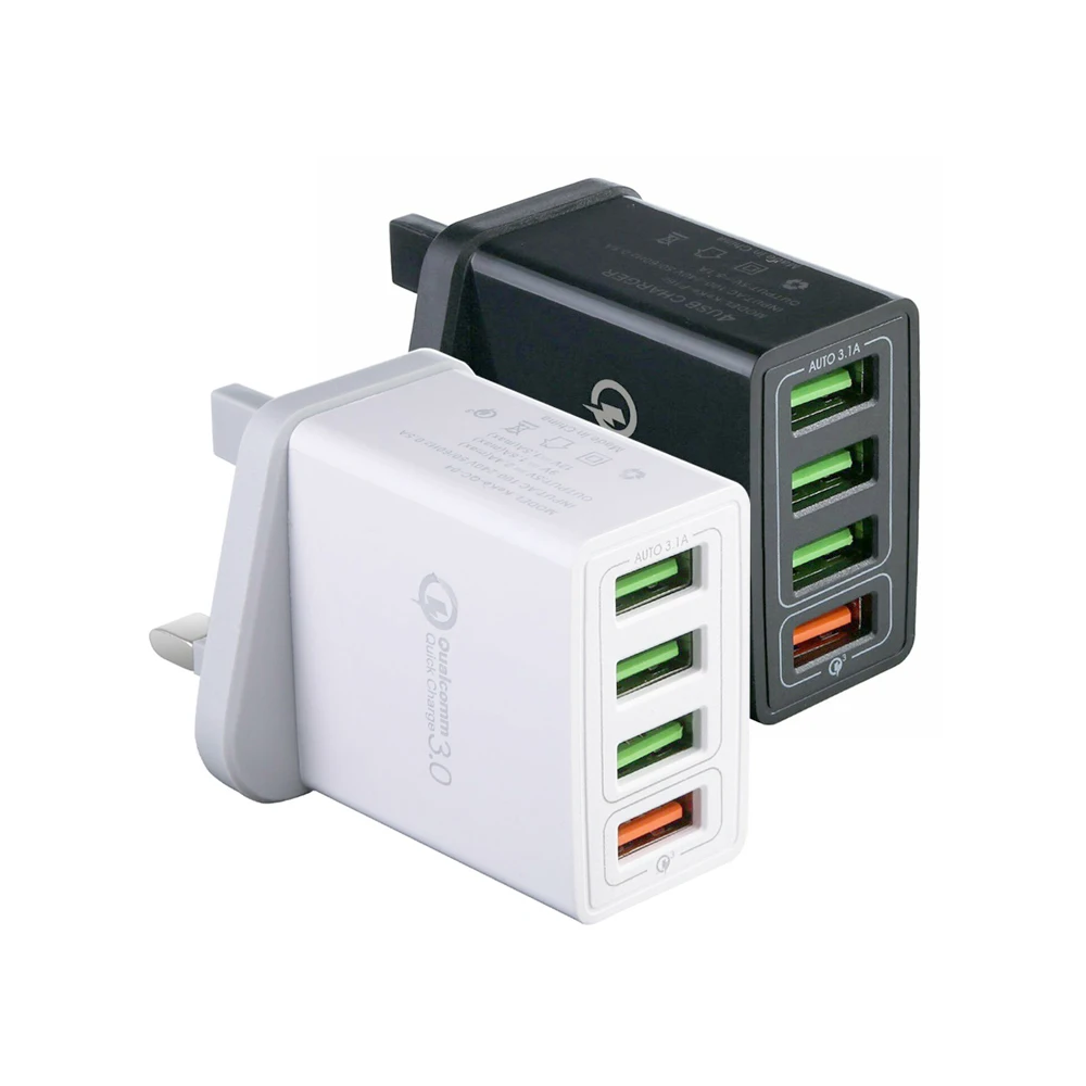 SIPU 3.1A Quick Charge 3.0 Fast Charger UK Plug 4 Port Usb Wall Charger for iPhone UK Plug QC3.0 USB Travel Charger