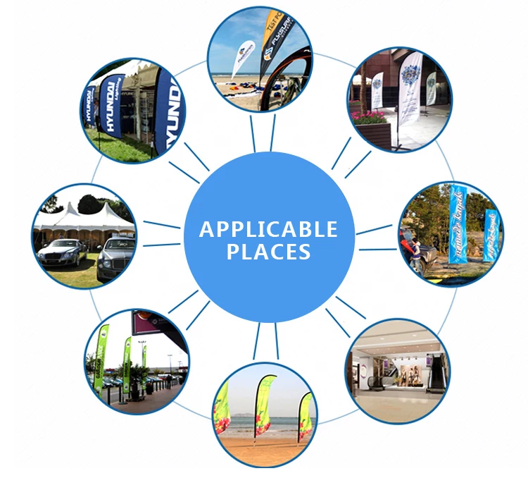 Huiyi Customized Printing Beach Flags Factory price Feather Teardrop Advertising China Banner Flag