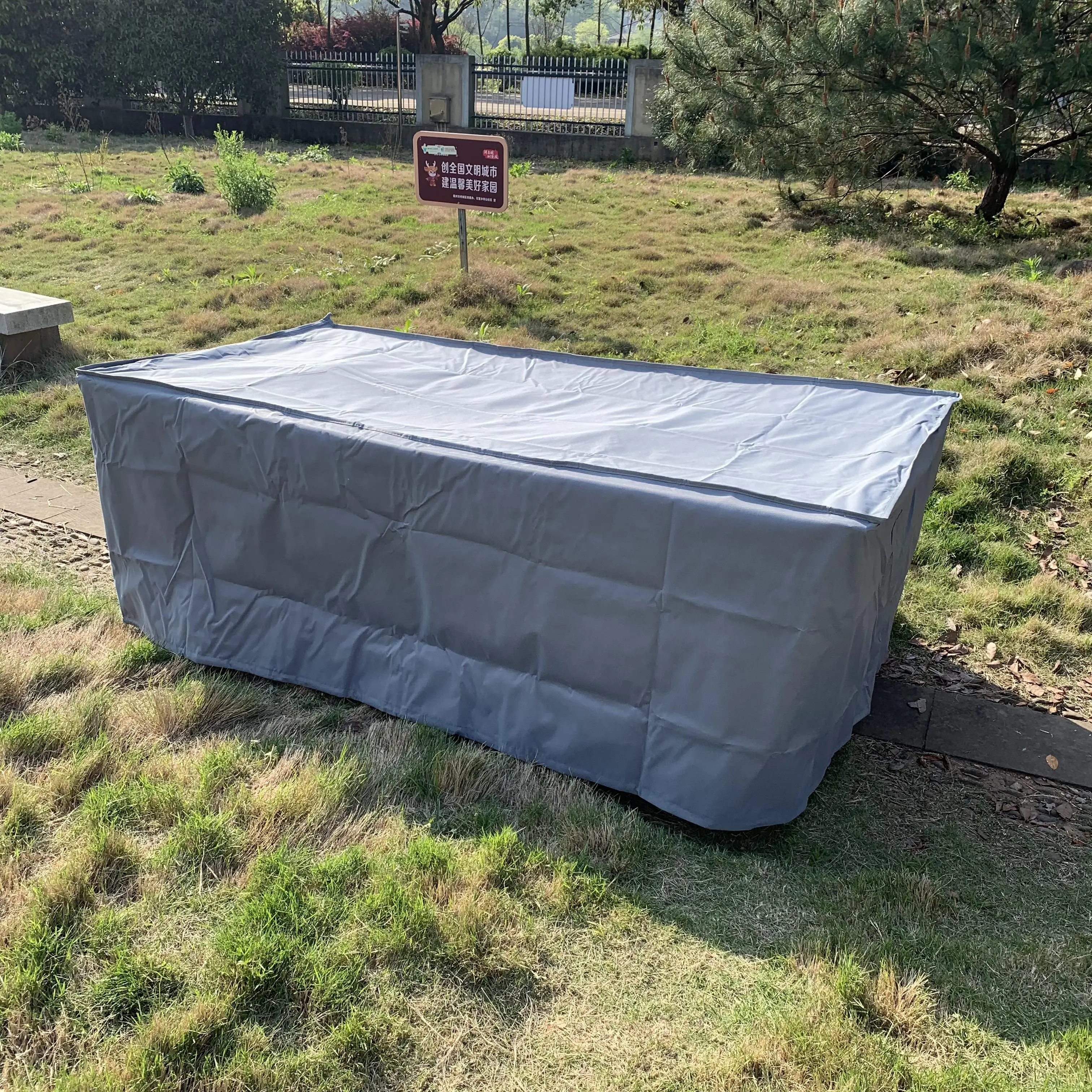 Waterproof large Rectangle grey polyester Patio Table Chair Set cover for 4 piece rattan garden chair covers