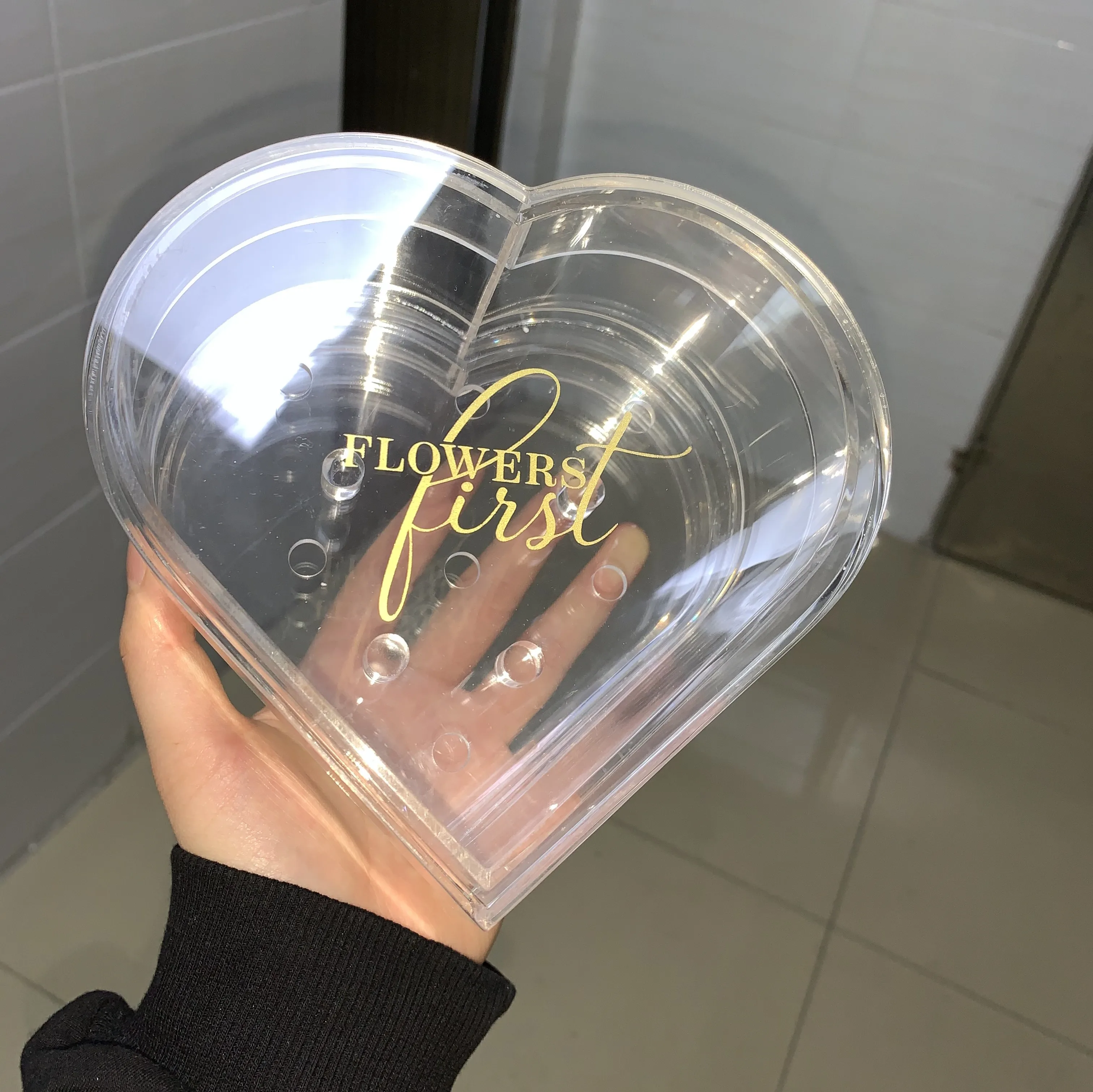 
acrylic heart box flowe packaging cajita para san valentin heart rose box 