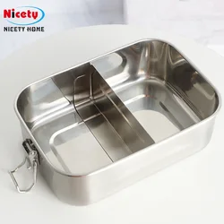 304 stainless steel lunch box compartment sealed leak-proof bento box square student lunch box crisper