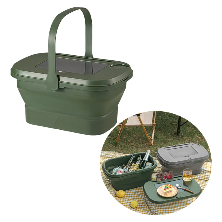 New Arrival Picnic Baskets Collapsible Picnic Baskets Table Large Capacity Outdoor Camping Picnic Folding Plastic Storage Box