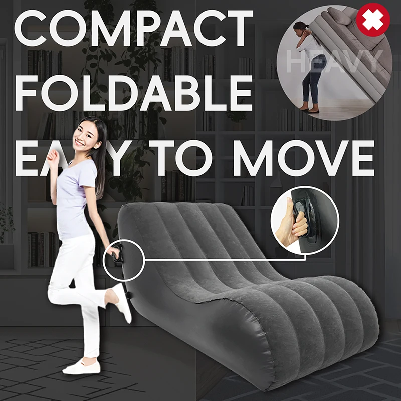 In stock Bedroom Sex Furniture Inflatable S Shaped Lounger Sofa Portable Sex Positions Air Sofa Bed Chair
