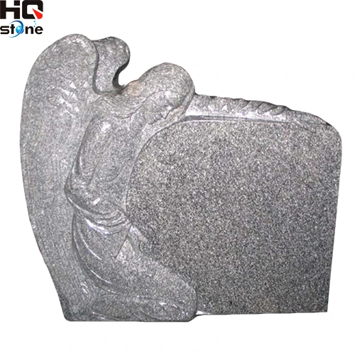 XIAMEN HQ STONE angel carving granite monuments double angel headstone marble shanxi black tombstone