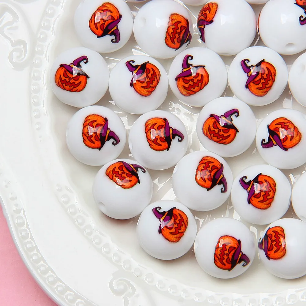 miaobei 2023 Halloween Pumpkin Ghost hand-painted beads Wholesale beaded diy bracelet car hanging loose