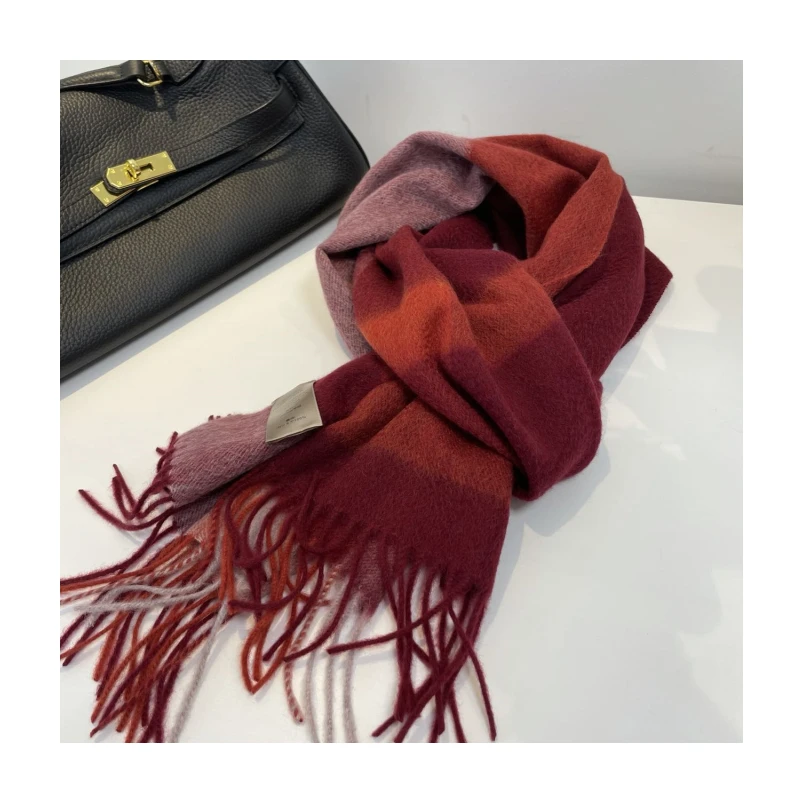 Зимний модный Красный Клетчатый мягкий теплый чистый кашемировый шарф роскошный