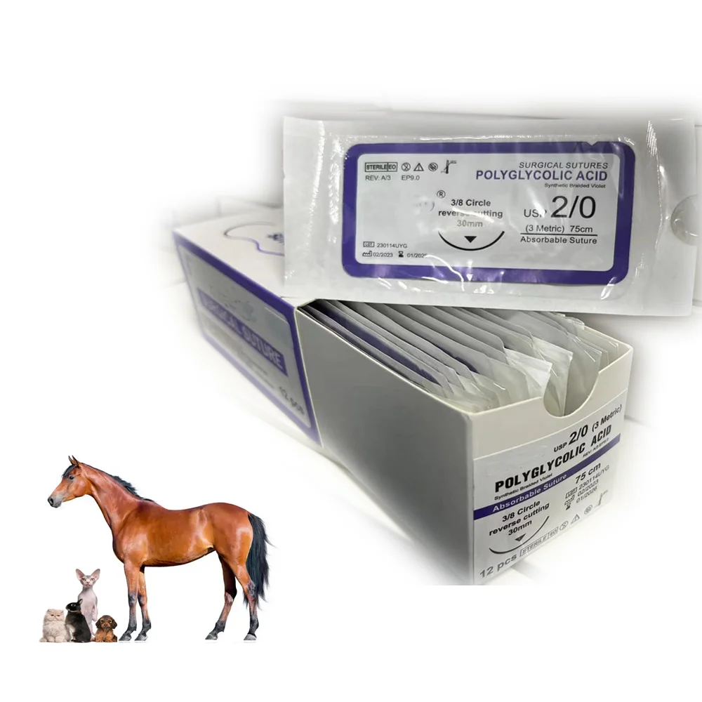 Cheapest wholesale price kinds  dog cat horse big animal vet veterinary medical instrument absorbable PGA surgical suture