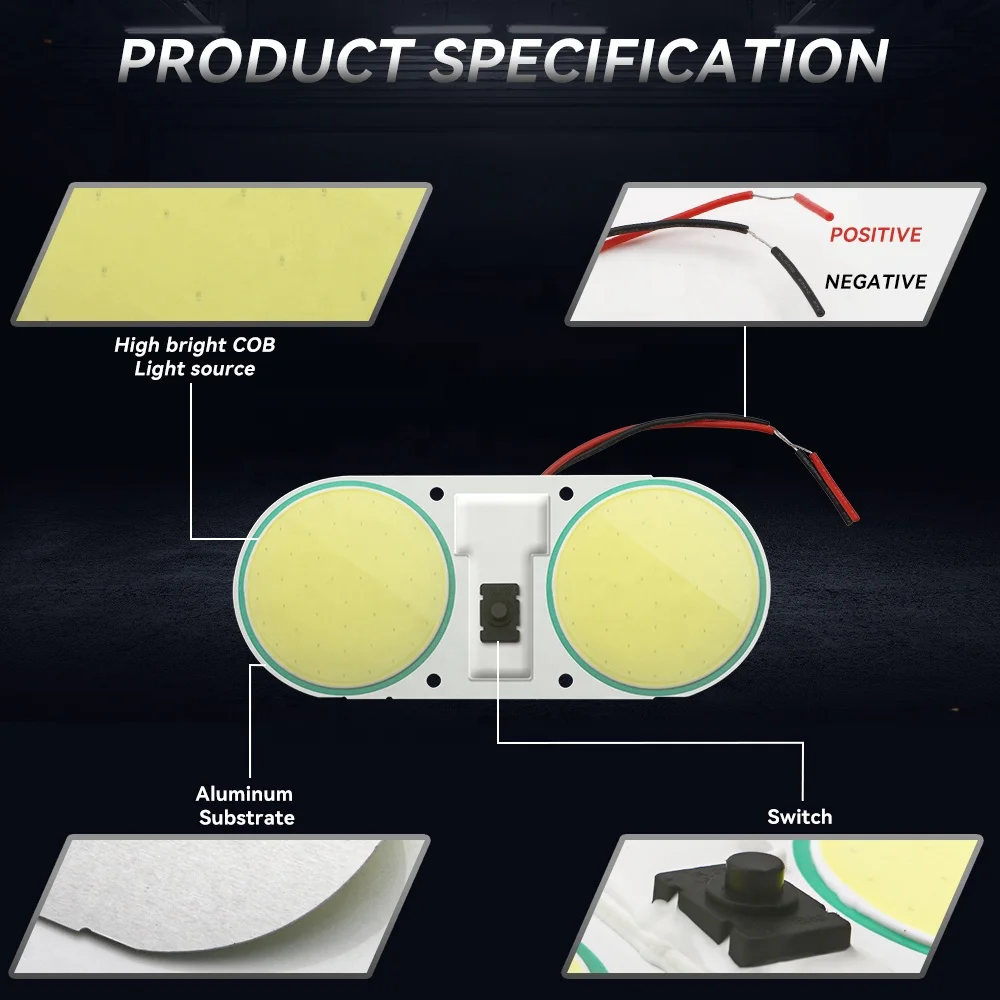 Super White Energy-saving COB 96 SMD Panel Led Lamp 24V for Auto Truck SUV Boat Ceiling Interior Light Warning Led Side Light