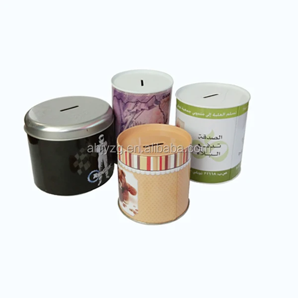 Customized coin tin can piggy bank metal money saving box donation charity gift tins
